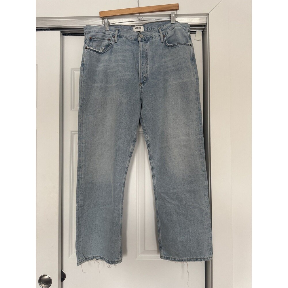 Agolde Womens 34 Blue Light Wash Denim 90s Jeans High Rise Wide Leg Oversized